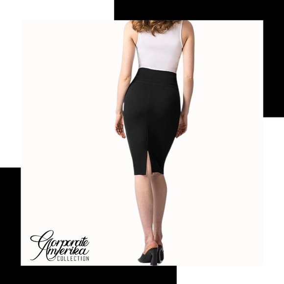 Fitted Pencil Midi Skirt - Picture 2 of 3